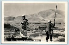Postcard Native American Henry Thompson Net Fishing RPPC c1940s Celilo Falls AD7 picture