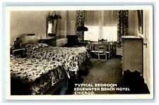 c1940's Bedroom Edgewater Beach Hotel Chicago Illinois IL RPPC Photo Postcard picture