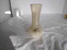 Vase Vintage Alabaster Onyx Marble Stone Bud Vase 7 inches w/Blue Flower Design picture