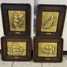 Lot Of 4 VINTAGE BRASS RELIEF BY THOMAS RODGERS Great Sailing Ships Collection picture