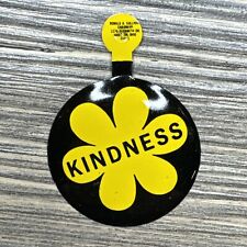 Vintage Round Button Tab Pin Black Yellow ‘Kindness‘ 1.5” picture
