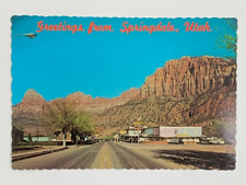 Greetings from Springdale Utah Located at Entrance Zion National Park Postcard picture