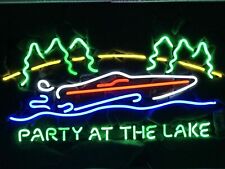 Party At The Lake Boat Beer Neon Lamp Light Sign Glass Wall Decor 24