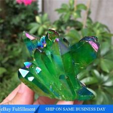 50g Natural Green Aura Quartz Crystal Titanium Cluster VUG Specimen Healing Rock picture