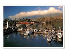 Lahaina Harbor, Pioneer Inn, West Maui Mountains Hawaii VINTAGE CHROME POSTCARD picture