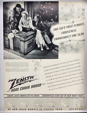 1937 Zenith Arm Chair Radio Christmas Vtg Print Ad Poster Man Cave Art Deco 30's picture