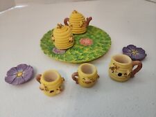 Miniature Bee Tea Party Set Vintage~1996 Resin Hive Floral Honey Pot 10pc picture