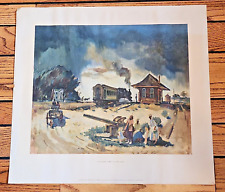 Rare 1946 Lithograph - Colorful Black Americana SOUTHERN TOWN by PHIL DIKE 20x16 picture
