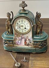 19th Century French Mantle Clock Porcelain w/ Enameled Dial Orante Bronze picture