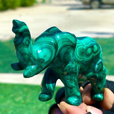 205G Natural glossy Malachite Crystal Handcarved elephant mineral sample picture