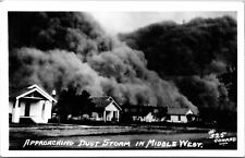 1930s Great Depression Dust Storm in Middle West US Postcard RPPC Vtg picture