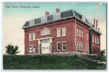 1909 High School Building Exterior Pleasanton Kansas KS Posted Vintage Postcard picture