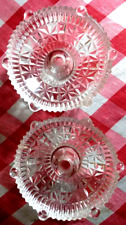 Set of two Antique 1940s Anchor Hocking Wexford Crystal faceted glass candle picture