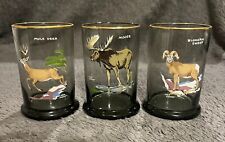 3 - Vintage Ned Smith big game gold rim highball glasses. Smoked glass picture