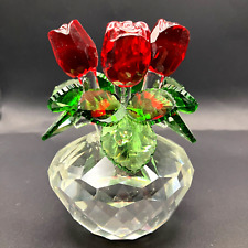 H&D HYALINE & DORA Crystal Red Rose Figurine Bouquet Unique Gift for Loved One picture