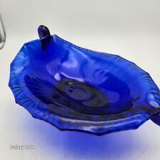 Vintage Cobalt Blue Glass Oval Leaf 10