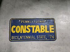 1976 Bicentennial Constable Pennsylvania License Plate Hand Painted Blue Gold picture