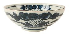 Mino ware Japan Ceramics Large & Wide Noodle Donburi Bowl Indigo Flower (1000ml) picture