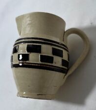 ANTIQUE MOCHA WARE Small Brown-Checked Creamer, Pitcher, Repaired picture