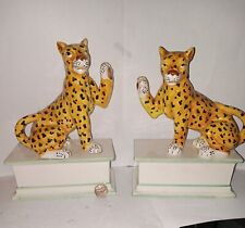 Vintage  RARE High End  Cheetah Sculptures/ Figures Signed Made in Italy  Gumps  picture