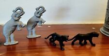 4 Vintage Cast Iron Figurines - Elephants & Panthers picture