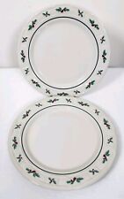 Longaberger 2005 Pottery Woven Traditions Holly (2) Dinner Plates CHRISTMAS USA picture