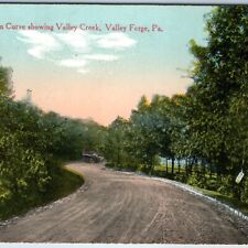 c1910s Valley Forge, PA Hairpin Curve Roadside Auto Roadster Creek Voorhees A205 picture