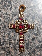 Camrose and Kross Jaqueline Kennedy JBK Simulated Ruby Gold Toned Medal Cross  picture