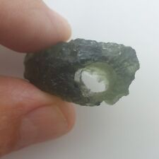 Moldavite Large Enclosed Hole - Unique Piece - 6.75gr/33.75ct COA included picture