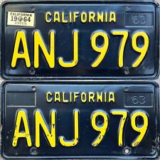 1963 California License Plates PAIR MATCHED SET original unrestored picture
