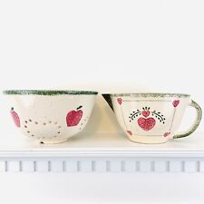 TEANSON Vintage 1997 Pouring Pitcher Bowl and Matching Bowl Set ~ Country Apples picture