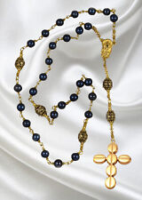 Unbreakable Handmade Anglican Rosary, Deep Blue Cultured Freshwater Pearls picture