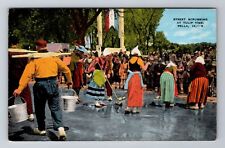 Pella IA-Iowa, Street Scrubbing At Tulip Time, Antique Vintage Souvenir Postcard picture