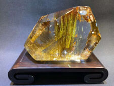 3.15lb Rare Natural copper hair stone Quartz mineral specimen Reiki decor+Stand picture