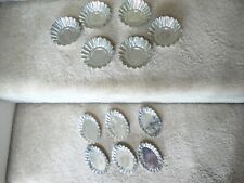 Lot of 12 vintage fluted tart tins, molds; metal, silver in color; two shapes picture