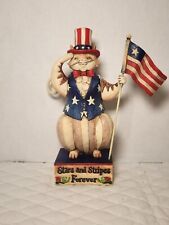 Jim Shore Stars And Stripes Salute Patriotic Cat Holding Flag 4031132 picture