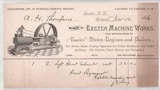 1886 EXETER MACHINE WORKS STEAM ENGINE BOILERS HEATING HAWKINS PATENT NH BILL picture