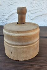 Vintage Large Hand Carved Wood Fern Leaf Wheat BUTTER MOLD PRESS picture