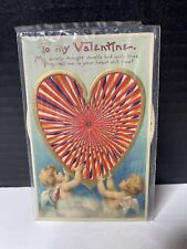 Clapsaddle 1912 MECHANICAL VALENTINE Kaleidoscope SPINNING WHEEL HEART Cupids #1 picture