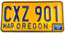 Vintage 1987 Oregon Auto License Plate Tag CXZ 901 Man Cave Wall Decor Collector picture