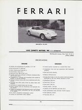 1965 Ferrari Berlinetta 275/GTB Coupe Chinetti Motors Engine Vintage Print Ad picture