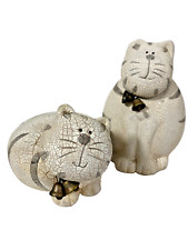 Vintage White Ceramic Cats Statues Figurines Pair picture