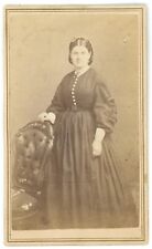 CIRCA 1860'S CDV Lovely Woman Wearing Black Victorian Dress Bowers Lynn, MA picture