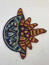 Vintage Mexican Folk Art Huichol Hand Beaded Sun & Moon on Wood OOAK Beautiful picture