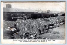 1910's COTTON $60 A BALE SOUTH TEXAS EMIGRATION LAND CO DES MOINES IA POSTCARD picture