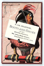 c1880 KANSAS CITY MO J.M. SMITH BOOTS AND SHOES PARROT BIRD TRADE CARD P1897 picture