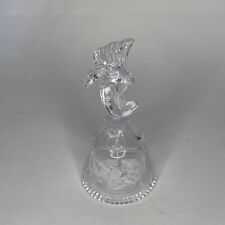 Vintage Artmark 1990 Etched Crystal Glass Bell Hummingbird Handle Sawtooth Rim picture