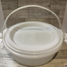 TUPPERWARE Cake Pie Carrier w/ Lid & Strap White 719-2 720-2 Vintage 12” picture