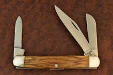 BEAR MGC USA 7 STARS DOT SMOOTH WOOD PREMIUM STOCKMAN KNIFE NICE  (13017) picture