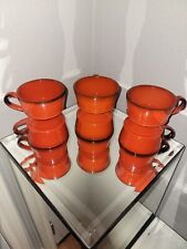 MCM Metlox Poppytrail Orange Ceramic Coffee Mugs Cups Set Of 6 picture